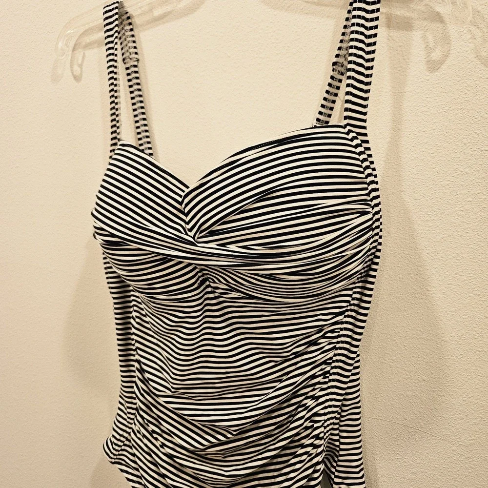 Bond Eye Australia One Piece Swimsuit Ladies Size 10 Striped Shirred Resort
